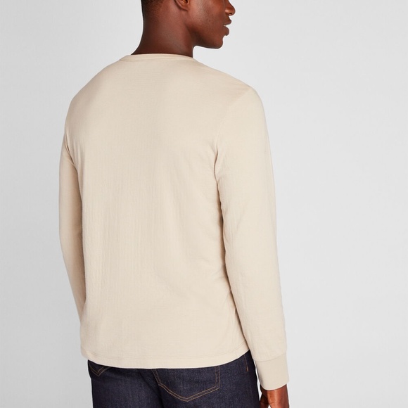 Doubleface Long-Sleeve Henley - New With Tags - NEVER WORN - BEIGE* -AS LAST PIC - Picture 2 of 5